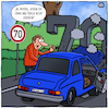 Cartoon: Schild nicht gesehen? (small) by Arghxsel tagged 70,kmh,geschwindigkeitsbegrenzung,unfall,schild,hindernis,warnung,blind