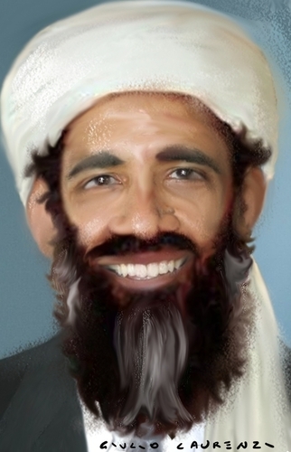 Cartoon: Obama Bin Laden (medium) by <b>Giulio Laurenzi</b> tagged osama,obama - obama_bin_laden_1267345