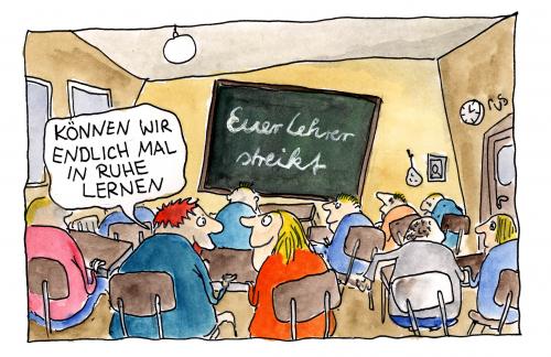 Cartoon: Der Lehrer streikt