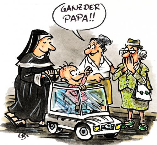 Cartoon: ... (medium) by GB tagged religion,papst,kirche,church,catholice,pope,kinder,zölibat,nonne,pfarrer,papa,religion,papst,kirche,kind,baby,zölibat,nonne,pfarrer,papa,papamobil,kindheit,orden,vatikan,katholik,katholische kirche,ordensfrau,papstbesuch,weltjugendtag,papstfans,katholikentak,kjg,katholische jugend,priesternachwuchs,priestersemniar,priester,kleriker,monsignore,kaplan,bischof,kardinal,bistum,erzdiözese,diözese,ordination,frauenkongregation,frauenordination,frauen und kirche,frauenbild,unfehlbarkeit,dogma,nachwuchspriester,gläubige,glaube,kirchensteuer,erlösung,predigt,vergebung,zuversicht,gesandter,katholische,jugend,frauen,und