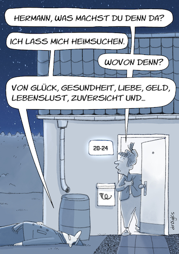 Cartoon: Heimsuchung (medium) by droigks tagged glück,gesundheit,liebe,geld,lebenslust,zuversicht,droigks,neujahr,2024,heimsuchung,hoffnung,glück,gesundheit,liebe,geld,lebenslust,zuversicht,droigks,neujahr,2024,heimsuchung,hoffnung