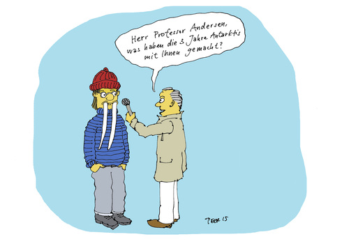 Cartoon: Der Langzeitforscher (medium) by darkplanet tagged arktis,forschung,nerd,nordpol,südpol,interview,journalist,spinner,biologie,blind,arktis,forschung,nerd,nordpol,südpol,interview,journalist,spinner,biologie,blind,walzähne