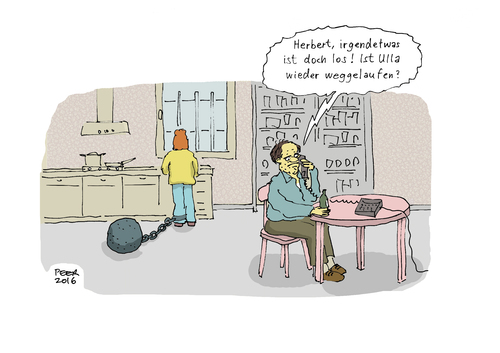 Cartoon: Sicherheitsgefühle (medium) by darkplanet tagged ehefrau,ehemann,frau,mann,gefangenschaft,partnerschaft,sicherheit,ehe,ehe,sicherheit,partnerschaft,gefangenschaft,mann,frau,ehemann,ehefrau