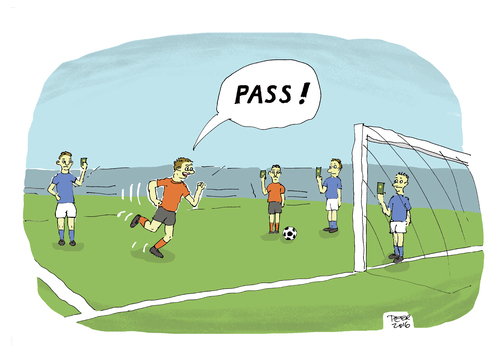 Cartoon: Wenn Grenzbeamte Fußball spiele (medium) by darkplanet tagged beamte,kontrolle,gewohnheiten,missverständnis,freaks,nerds,biedermann,schublade,beamte,kontrolle,gewohnheiten,missverständnis,freaks,nerds,biedermann,schublade