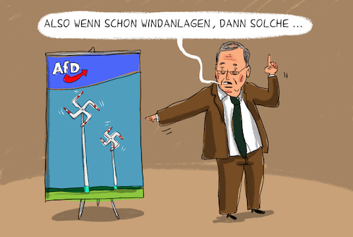 Cartoon: afd windanlage (medium) by leopold maurer tagged afd,gauland,studie,windenergie,windrad,hakenkreuz,afd,gauland,studie,windenergie,windrad,hakenkreuz