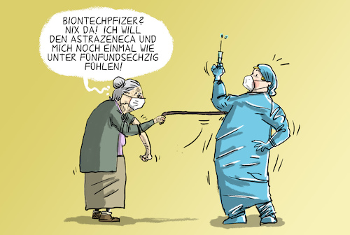 Cartoon: AstraZeneca nur für unter 65 (medium) by leopold maurer tagged astrazeneca,impfstoff,corona,covid,zulassung,altersbeschränkung,unter,65,jährig,impfplan,impfzentrum,astrazeneca,impfstoff,corona,covid,zulassung,altersbeschränkung,unter,65,jährig,impfplan,impfzentrum