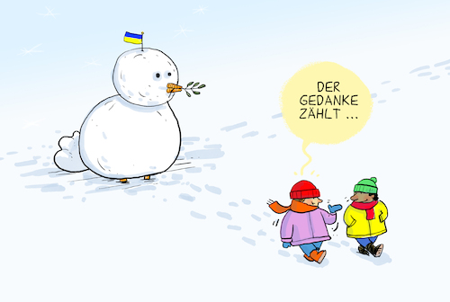 Cartoon: Der Gedanke zählt (medium) by leopold maurer tagged kitsch,frieden,ukraine,russland,krieg,weihnachten,gedanke,zeit,kinder,schneemann,friedenstaube,leopold,maurer,cartoon,kitsch,frieden,ukraine,russland,krieg,weihnachten,gedanke,zeit,kinder,schneemann,friedenstaube,leopold,maurer,cartoon