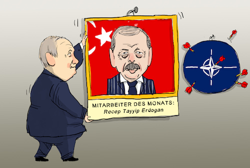 Cartoon: Erdogan gegen Nato-Beitritt (medium) by leopold maurer tagged nato,erweiterung,ukraine,russland,putin,krieg,schweden,finnland,ablehnung,veto,tuerkei,erdogan,terroristen,bazar,geld,verhandlung,einladung,leopold,maurer,karikatur,cartoon,nato,erweiterung,ukraine,russland,putin,krieg,schweden,finnland,ablehnung,veto,tuerkei,erdogan,terroristen,bazar,geld,verhandlung,einladung,leopold,maurer,karikatur,cartoon