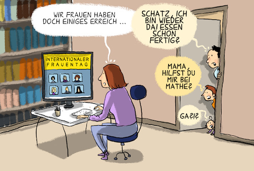 Cartoon: Internationaler Frauentag (medium) by leopold maurer tagged frauen,rechte,gleichberechtigung,traditionell,rollenbilder,familie,job,haushalt,aufteilung,hausarbeit,männer,kinder,betreuung,frauentag,feminismus,leopold,maurer,karikatur,cartoon,comic,illustration,frauen,rechte,gleichberechtigung,traditionell,rollenbilder,familie,job,haushalt,aufteilung,hausarbeit,männer,kinder,betreuung,frauentag,feminismus,leopold,maurer,karikatur,cartoon,comic,illustration