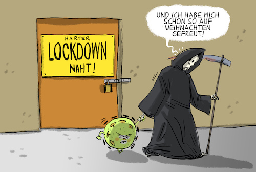 Cartoon: Lockdown (medium) by leopold maurer tagged lockdown,corona,covid,infektionen,todesfälle,zahlen,steigende,tod,virus,weihnachten,feiertage,lockdown,corona,covid,infektionen,todesfälle,zahlen,steigende,tod,virus,weihnachten,feiertage