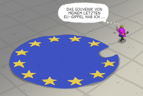 Cartoon: Merkels letzter EU Gipfel (medium) by leopold maurer tagged merkel,eu,gipfel,letzter,bundeskanzlerin,angela,stern,flagge,teppich,souvenir,merkel,eu,gipfel,letzter,bundeskanzlerin,angela,stern,flagge,teppich,souvenir