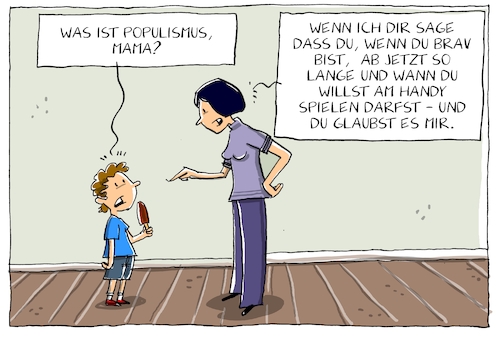 Cartoon: populismus (medium) by leopold maurer tagged populismus,erklärung,einfach,mutter,kind,frage,umfrage,deutschland,populisten,versprechen,wahl,stimme,demokratie,diktatur,populismus,erklärung,einfach,mutter,kind,frage,umfrage,deutschland,populisten,versprechen,wahl,stimme,demokratie,diktatur