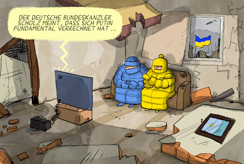 Cartoon: Putin hat sich verrechnet (medium) by leopold maurer tagged scholz,rede,ukraine,krieg,krise,putin,widerstand,waffen,sanktionen,ziele,eu,gas,energie,winter,kaelte,angriffe,zermuerbung,durchhaltevermoegen,solidaritaet,menschen,angst,bundestag,olaf,bundeskanzler,leopold,maurer,cartoon,karikatur,scholz,rede,ukraine,krieg,krise,putin,widerstand,waffen,sanktionen,ziele,eu,gas,energie,winter,kaelte,angriffe,zermuerbung,durchhaltevermoegen,solidaritaet,menschen,angst,bundestag,olaf,bundeskanzler,leopold,maurer,cartoon,karikatur