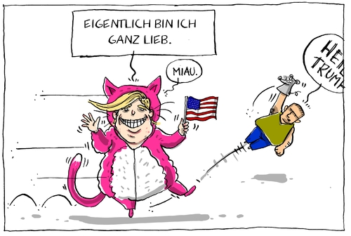 Cartoon: schmusekater (medium) by leopold maurer tagged trump,usa,präsident,wahlversprechen,altright,trump,usa,präsident,wahlversprechen,altright