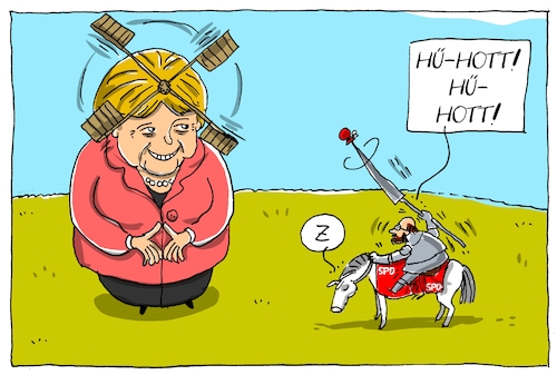 Cartoon: schulz kontra windmühlen (medium) by leopold maurer tagged schulz,merkel,bundestagwahlen,landtagswahlen,spd,cdu,csu,umfragewerte,sinkflug,kampf,windmühle,ausichtslos,bundeskanzlerin,bundeskanzler,schulz,merkel,bundestagwahlen,landtagswahlen,spd,cdu,csu,umfragewerte,sinkflug,kampf,windmühle,ausichtslos,bundeskanzlerin,bundeskanzler