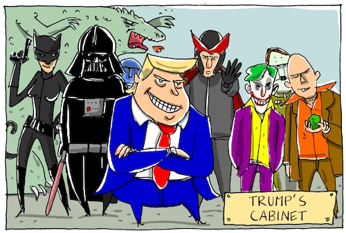 Cartoon: trumps cabinet (medium) by leopold maurer tagged trump,donald,usa,präsident,kabinett,bösewichte,regierung,schurken,trump,donald,usa,präsident,kabinett,bösewichte,regierung,schurken