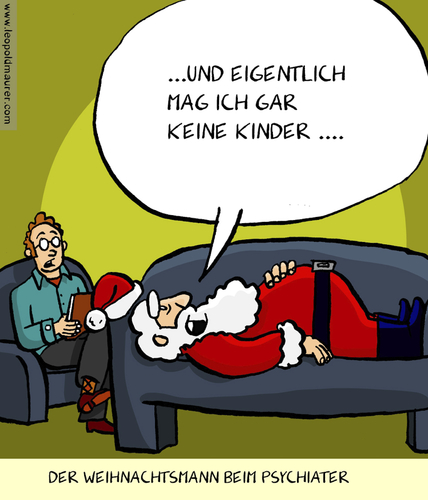 Cartoon: Weihnachtsmann beim Psychiater (medium) by leopold maurer tagged weihnachtsmann,psychiater,couch,kinder,weihnachten,therapie,therapeut,weihnachtsmann,psychiater,couch,kinder,weihnachten,therapie,therapeut