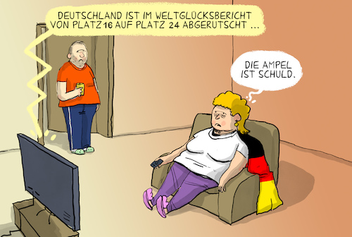 Cartoon: Weltglücksbericht (medium) by leopold maurer tagged weltglücksbericht,glück,ranking,liste,deutschland,rutscht,ab,finnland,ampel,koalition,unglücklich,leopold,maurer,cartoon,karikatur,weltglücksbericht,glück,ranking,liste,deutschland,rutscht,ab,finnland,ampel,koalition,unglücklich,leopold,maurer,cartoon,karikatur