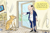 Cartoon: Leopard Lieferung (small) by leopold maurer tagged leopard,scholz,panzer,ukraine,russland,deutschland,westen,usa,waffen,lieferung,entscheidung,ampel,haussegen,schief,konflikt,opposition,verkündung,allianz,krieg,demokratie,leopold,maurer,karikatur,cartoon