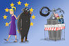 Cartoon: Strafzölle EU USA (small) by leopold maurer tagged eu,usa,strafzölle,trump,präsident,stahl,aluminium,whiskey,erdnussbutter,jeans,harley,davidson,europa,stier,zoll,wirtschaft,international,inflation,teuerung,leopold,maurer,cartoon,karikatur