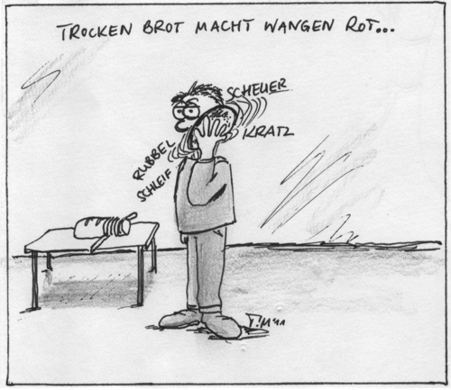 Cartoon: Trocken Brot (medium) by timfuzius tagged backwaren,brot,sprichwort,gesundheit