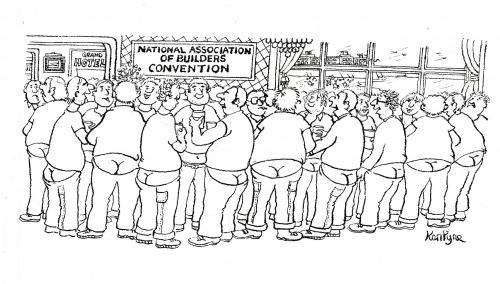 Cartoon: Builders convention (medium) by Ken tagged builders,bums,genossenschaft,gemeinschaft,gesellschaft,verein,verband,baufachmann,baumeister,bauen,bau,tagung,national,arsch,ärsche,po,hintern,ritze,poritze,arschritze,hosen,raushängen,nackt,bauarbeiter,arbeiter,arbeit,treffen,gruppe,versammlung,runterhängen,hängen,mode,sitz,eng,knapp,männer,mann