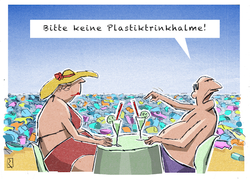 Cartoon: Trinkhalme (medium) by Jan Rieckhoff tagged urlaub,meer,ozean,baden,schwimmen,sonne,strand,freizeit,ferien,holidays,reise,verreisen,ehepaar,pärchen,cafe,restaurant,bar,drink,getränk,cocktail,saft,strohhalm,trinkhalm,plastik,müll,vermüllung,klima,erde,planet,klimakatastrophe,erderwaermung,co2,ausstoss,treibhauseffekt,atmosphaere,vermeidung,umwelt,schutz,klimasuende,verbot,eindaemmung,maßnahme,reduzierung,urlaub,meer,ozean,baden,schwimmen,sonne,strand,freizeit,ferien,holidays,reise,verreisen,ehepaar,pärchen,cafe,restaurant,bar,drink,getränk,cocktail,saft,strohhalm,trinkhalm,plastik,müll,vermüllung,klima,erde,planet,klimakatastrophe,erderwaermung,co2,ausstoss,treibhauseffekt,atmosphaere,vermeidung,umwelt,schutz,klimasuende,verbot,eindaemmung,maßnahme,reduzierung