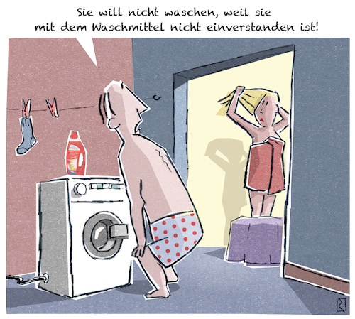 Cartoon: Waschmaschine (medium) by Jan Rieckhoff tagged it,ki,ai,künstliche,intelligenz,bot,chatbot,chatgpt,openai,algorithmus,programmierung,training,eingabe,deep,learning,bits,bites,daten,digital,digitalisierung,binär,elektronisch,chip,computer,rechner,roboter,avatar,android,cyborg,smart,home,cyber,cloud,zukunft,kontrolle,sicherheit,angst,überwachung,transformation,transparenz,cybercrime,security,waschmaschine,verweigerung,cartoon,karikatur,witz,comic,jan,rieckhoff,it,ki,ai,künstliche,intelligenz,bot,chatbot,chatgpt,openai,algorithmus,programmierung,training,eingabe,deep,learning,bits,bites,daten,digital,digitalisierung,binär,elektronisch,chip,computer,rechner,roboter,avatar,android,cyborg,smart,home,cyber,cloud,zukunft,kontrolle,sicherheit,angst,überwachung,transformation,transparenz,cybercrime,security,waschmaschine,verweigerung,cartoon,karikatur,witz,comic,jan,rieckhoff