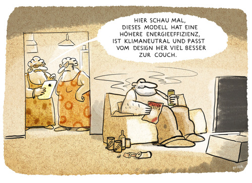 Cartoon: --- (medium) by markus-grolik tagged geschlechterkampf,mann,frau,sanierung,modernisierung,couch,potatoe,abhängen,faulsein,beste,freundin,beratungsgepräch,small,talk,hinterm,rücken