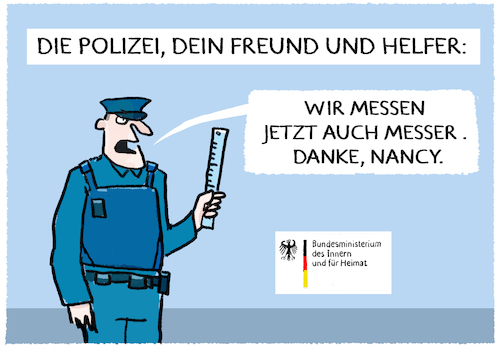 Cartoon: 6 cm Messerlänge... (medium) by markus-grolik tagged messer,messerattacken,messerangriffe,kontrolle,nancy,faeserinnenministerium,messerkontrolle,messerlaenge,klinge,polizei,ueberlastung,messer,messerattacken,messerangriffe,kontrolle,nancy,faeserinnenministerium,messerkontrolle,messerlaenge,klinge,polizei,ueberlastung