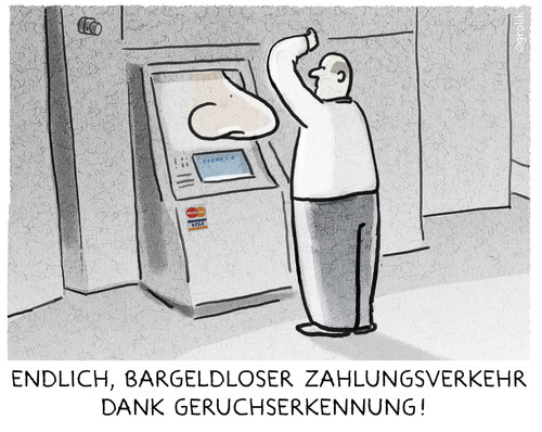 Cartoon: ... (medium) by markus-grolik tagged zahlungsverkehr,bargeld,münzen,bargeldlos,bankomat,geruchserkennung,big,data,daten,datenschutz,bank,kredit,bad,geldschein,ezb,geldscheine,cartoon,grolik,zahlungsverkehr,bargeld,münzen,bargeldlos,bankomat,geruchserkennung,big,data,daten,datenschutz,bank,kredit,geldschein,ezb,geldscheine