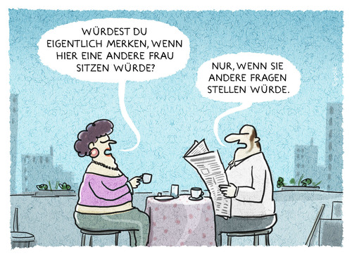 Cartoon: ... (medium) by markus-grolik tagged frau,mann,beziehung,geschlechter,geschlechtsspezifische,unterschiede,talk,kommunikation,fragen,cartoon,gender,grolik,frau,mann,beziehung,geschlechter,geschlechtsspezifische,unterschiede,talk,kommunikation,fragen,cartoon,gender,grolik