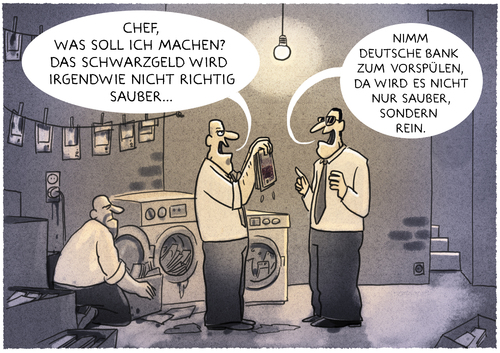 Cartoon: Saubermänner (medium) by markus-grolik tagged aufsichtsrat,finanzsektor,großbritannien,finanzkriminalität,schwarzgeld,geldwäsche,bank,deutsche,deutsche,bank,geldwäsche,schwarzgeld,finanzkriminalität,großbritannien,finanzsektor,aufsichtsrat