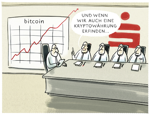 Cartoon: ... (medium) by markus-grolik tagged kryptowährung,geld,bitcoin,börse,gewinne,digital,sparkasse,bank,zinsen,euro,kryptowährung,geld,bitcoin,börse,gewinne,digital,sparkasse,bank,zinsen,euro