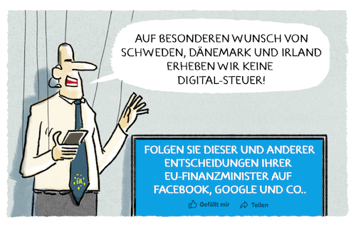 Cartoon: ... (medium) by markus-grolik tagged digitalsteuer,europa,deutschland,frankreich,facebook,google,steuer,finanzen,finanzminister,brüssel,digitalsteuer,europa,deutschland,frankreich,facebook,google,steuer,finanzen,finanzminister,brüssel