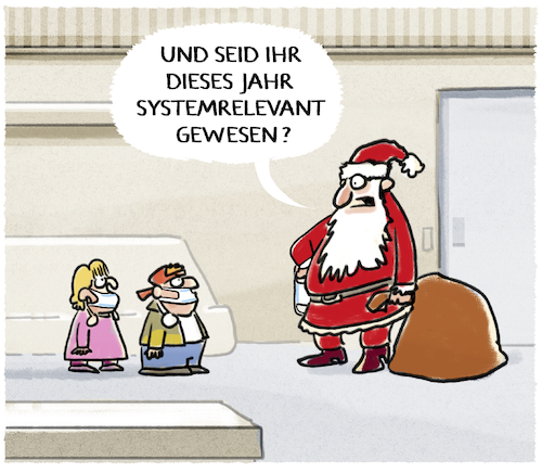 Cartoon: ... (medium) by markus-grolik tagged systemrelevant,kinder,nikolaus,geschenke,santa,claus,brav,weihnachtsmann,systemrelevant,kinder,nikolaus,geschenke,santa,claus,brav,weihnachtsmann