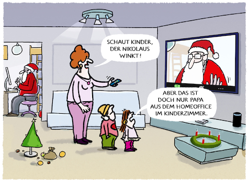 Cartoon: ... (medium) by markus-grolik tagged homeoffice,nikolaus,familie,lockdown,corona,dezember,weihnachten,homeoffice,nikolaus,familie,lockdown,corona,dezember,weihnachten