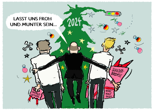 Cartoon: Ampelweihnachten (medium) by markus-grolik tagged ampel,schuldenbremse,sparen,einsparungen,spd,fdp,gruene,klimawende,energiewende,finanzen,finanzminister,sparhaushalt,lindner,habeck,scholz,koalition,deutschland,berlin,bundesregierung,ampel,schuldenbremse,sparen,einsparungen,spd,fdp,gruene,klimawende,energiewende,finanzen,finanzminister,sparhaushalt,lindner,habeck,scholz,koalition,deutschland,berlin,bundesregierung