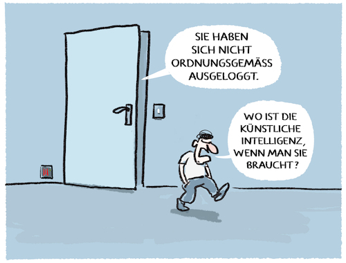 Cartoon: Ausloggen... (medium) by markus-grolik tagged kuenstliche,intelligenz,digitalisierung,ausloggen,kontrolle,automatismen,wiederholungen,internet,sicherheit,ueberwachung,kuenstliche,intelligenz,digitalisierung,ausloggen,kontrolle,automatismen,wiederholungen,internet,sicherheit,ueberwachung