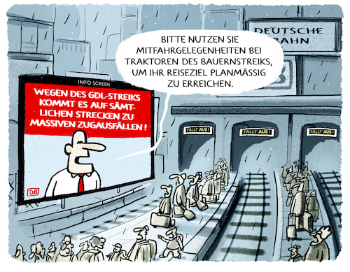 Cartoon: Bahnstreik... (medium) by markus-grolik tagged streik,traktoren,mitfahrgelegenheit,bauernstreik,bauernproteste,bahnstreik,deutschland,deutsche,bahn,weselsky,gdl,warnstreiks,warnstreik,lokfuehrergewerkschaft,lohnerhöhung,fahrgastverband,gewerkschaft,fahrgäste,zugausfälle,streik,traktoren,mitfahrgelegenheit,bauernstreik,bauernproteste,bahnstreik,deutschland,deutsche,bahn,weselsky,gdl,warnstreiks,warnstreik,lokfuehrergewerkschaft,lohnerhöhung,fahrgastverband,gewerkschaft,fahrgäste,zugausfälle