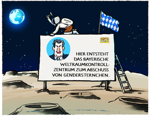 Cartoon: Söders Zukunftsprojekte.. (medium) by markus-grolik tagged söder,csu,frei,wähler,bayern,zukunft,invetitionen,gendersternchen,weltall,bavaria,one,weltallkontrollzentrum,ki,uni,söder,csu,frei,wähler,bayern,zukunft,invetitionen,gendersternchen,weltall,bavaria,one,weltallkontrollzentrum,ki,uni