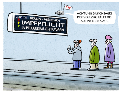 Cartoon: Bayern setzt Impfpflicht aus.. (medium) by markus-grolik tagged pandemie,lauterbach,gesundheitsminister,impfpflicht,fdp,spd,gruene,ampel,omikron,omikronwelle,inzidenzen,bayern,csu,cdu,soeder,minsterpraesident,bund,laender,bundesregierung,pflegekraefte,pandemie,lauterbach,gesundheitsminister,impfpflicht,fdp,spd,gruene,ampel,omikron,omikronwelle,inzidenzen,bayern,csu,cdu,soeder,minsterpraesident,bund,laender,bundesregierung,pflegekraefte