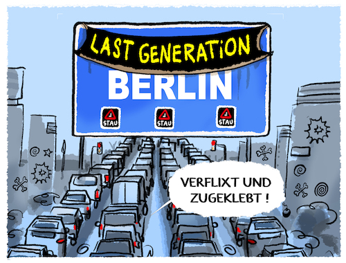 Cartoon: Blockade (medium) by markus-grolik tagged last,generation,berlin,klimakleber,stau,verkehr,verkehrswende,auto,pendler,klimawandel,erderwaermung,klimaprotest,demokratie,aktivist,ziviler,widerstand,last,generation,berlin,klimakleber,stau,verkehr,verkehrswende,auto,pendler,klimawandel,erderwaermung,klimaprotest,demokratie,aktivist,ziviler,widerstand