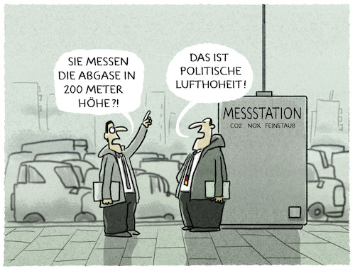 Cartoon: das Messmass (medium) by markus-grolik tagged abgase,feinstaub,fahrverbot,messstation,scheuer,verkehrsminister,auto,lobby,nox,co2,abgase,feinstaub,fahrverbot,messstation,scheuer,verkehrsminister,auto,lobby,nox,co2