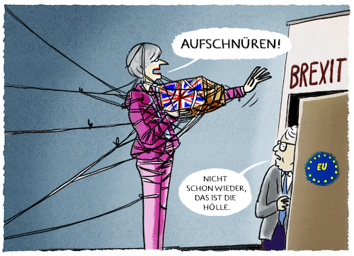 Cartoon: ...die Wiedergängerin... (medium) by markus-grolik tagged brexit,paket,deal,may,juncker,tusk,brüssel,london,backstop,nordirland,irland,großbritannien,brexit,paket,deal,may,juncker,tusk,brüssel,london,backstop,nordirland,irland,großbritannien