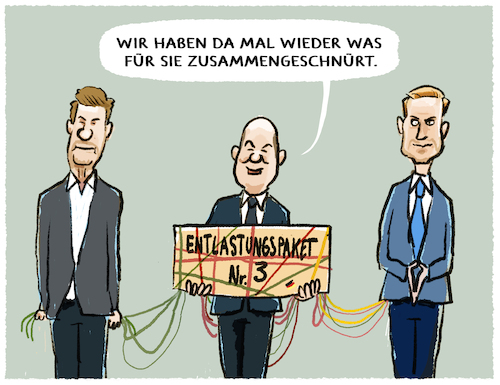 Cartoon: Entlastungspaket-3 (medium) by markus-grolik tagged entlastungspaket,ampel,scholz,energiekrise,zufallsgewinne,inflation,uebergewinne,konzerne,buerger,massnahmen,giesskannenprinzip,entlastungspaket,ampel,scholz,energiekrise,zufallsgewinne,inflation,uebergewinne,konzerne,buerger,massnahmen,giesskannenprinzip