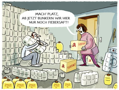 Cartoon: Es wird wieder gehamstert... (medium) by markus-grolik tagged hamstern,bunkern,fiebersaft,klopapier,apotheken,medikamente,deutschland,kinderfiebersaft,mangel,hamstern,bunkern,fiebersaft,klopapier,apotheken,medikamente,deutschland,kinderfiebersaft,mangel