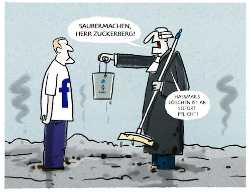 Cartoon: EuGH-Urteil (medium) by markus-grolik tagged eugh,urteil,brüssel,loeschen,hass,hetze,hassmails,facebook,hater,hate,mark,zuckerberg,social,media,europa,internet,eugh,urteil,brüssel,loeschen,hass,hetze,hassmails,facebook,hater,hate,mark,zuckerberg,social,media,europa,internet