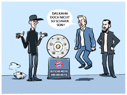 Cartoon: FC-Bayern Krise... (medium) by markus-grolik tagged fc,bayern,muenchen,titel,deutscher,meister,rekordmeister,fussball,tuchel,trainer,vorstand,oliver,kahn,brazzo,ergebniskrise,fc,bayern,muenchen,titel,deutscher,meister,rekordmeister,fussball,tuchel,trainer,vorstand,oliver,kahn,brazzo,ergebniskrise