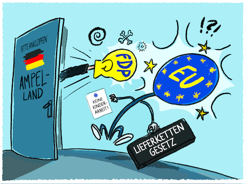 Cartoon: FDP stoppt Lieferkettengesetz (medium) by markus-grolik tagged ampel,lieferkettengesetz,kinderarbeit,fdp,lindner,buschmann,bundesfinanzminister,bundesjustizminister,eu,europa,deutschland,bruessel,menschenrechte,ampel,lieferkettengesetz,kinderarbeit,fdp,lindner,buschmann,bundesfinanzminister,bundesjustizminister,eu,europa,deutschland,bruessel,menschenrechte